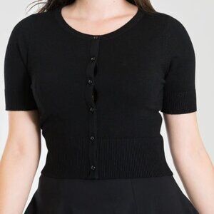 Hell Bunny Black Wendi Vintage Style Short Sleeve Cardigan